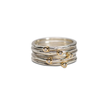 Silver Croí álainn diamond 5 stack