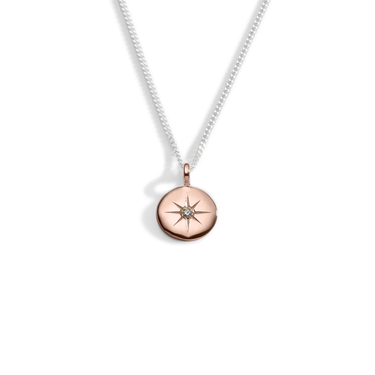 Silver|Rose Gold Las mo shlí small diamond pendant
