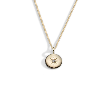 Gold Las mo shlí small diamond pendant