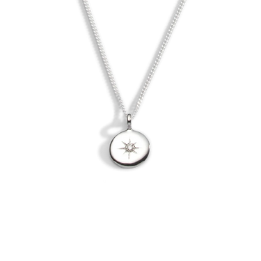 Silver Las mo shlí small diamond pendant