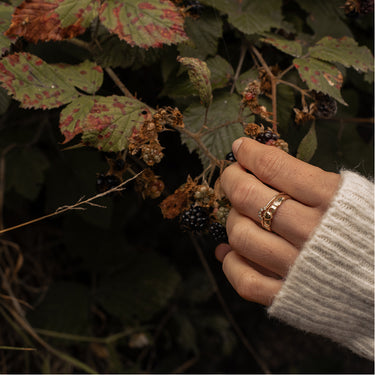 Gold Claddagh & Half moon diamond stack