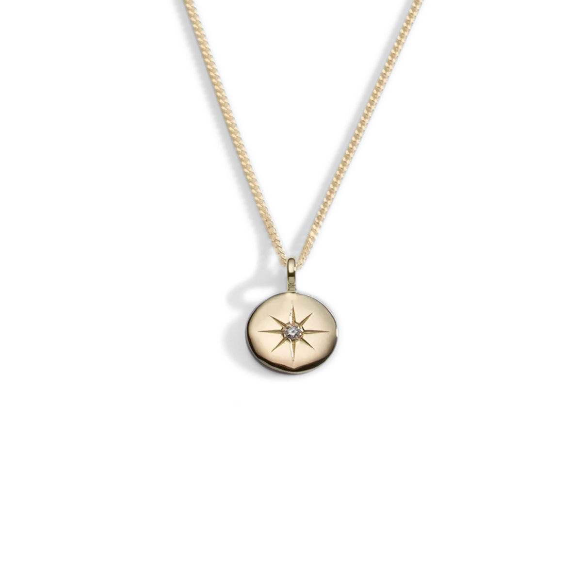 Gold Las mo shlí small diamond pendant