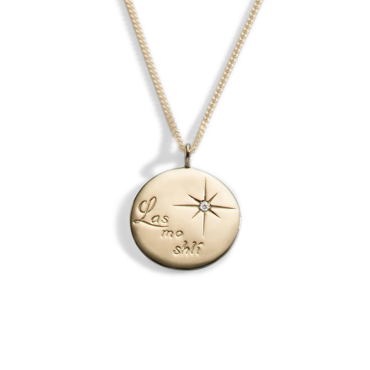 Gold Las mo shlí diamond pendant